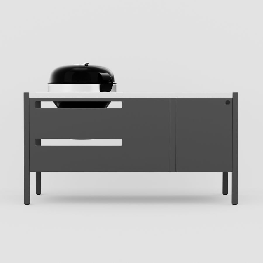 UMAMI Modul 3, schwarz / Edelstahl + schwarzer Kugelgrill NORDIC FLAME 