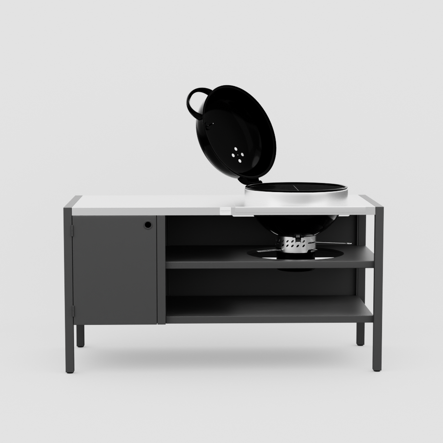 UMAMI Modul 3, schwarz / Edelstahl + schwarzer Kugelgrill NORDIC FLAME 